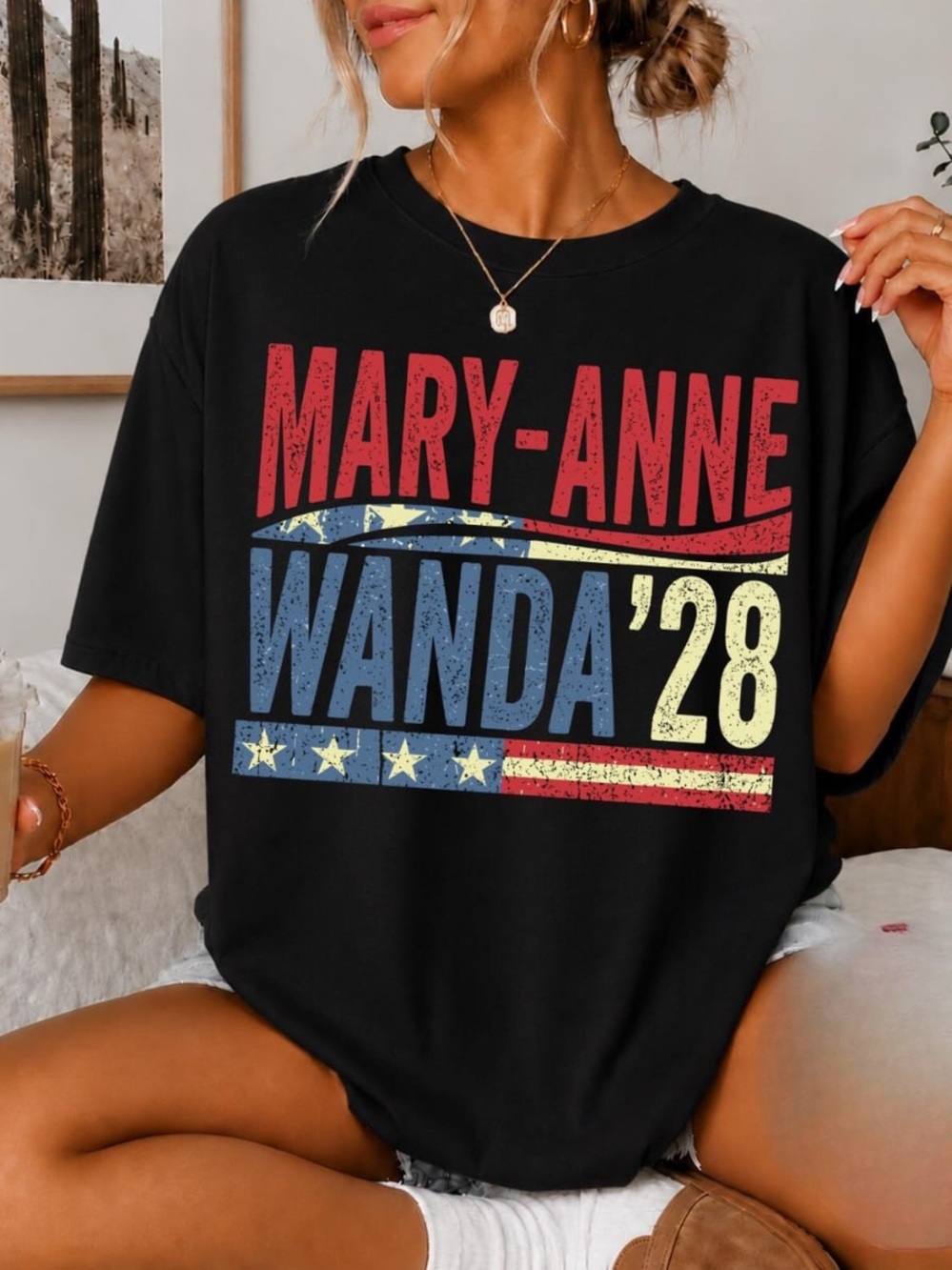 Black 'Mary-Anne Wanda '28' Graphic Tee